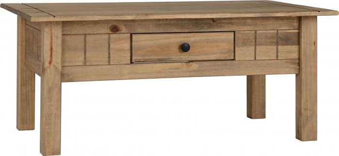 Panama 1 Drawer Coffee Table in Natural Wax - Click Image to Close